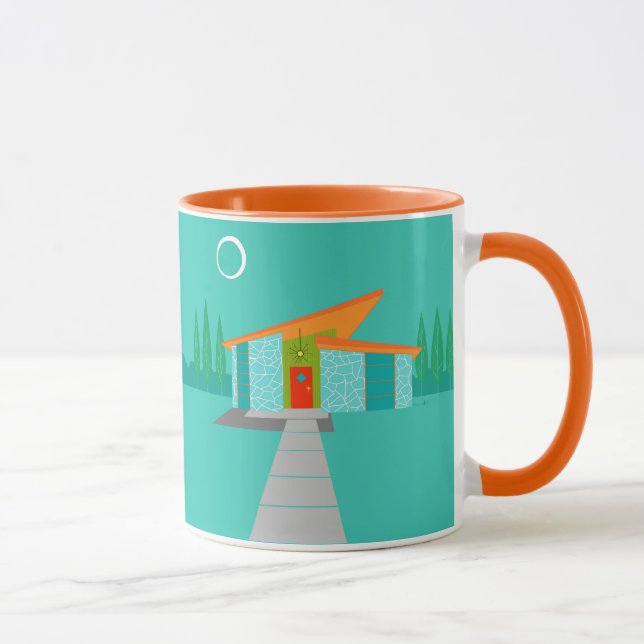 Mug Caricature de la maison de l'âge de l'espace Ringe (Droite)