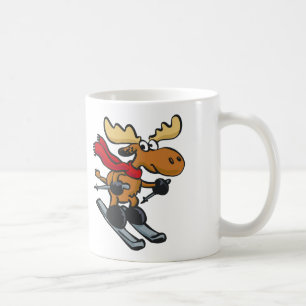 Mug Caricature de Moose Skier  choisir la couleur arri