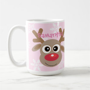 Mug Caricature de Noël de mignons rennes Snowflakes ro