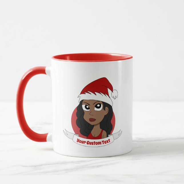 Mug Caricature de Noël pour la jeune femme (Gauche)