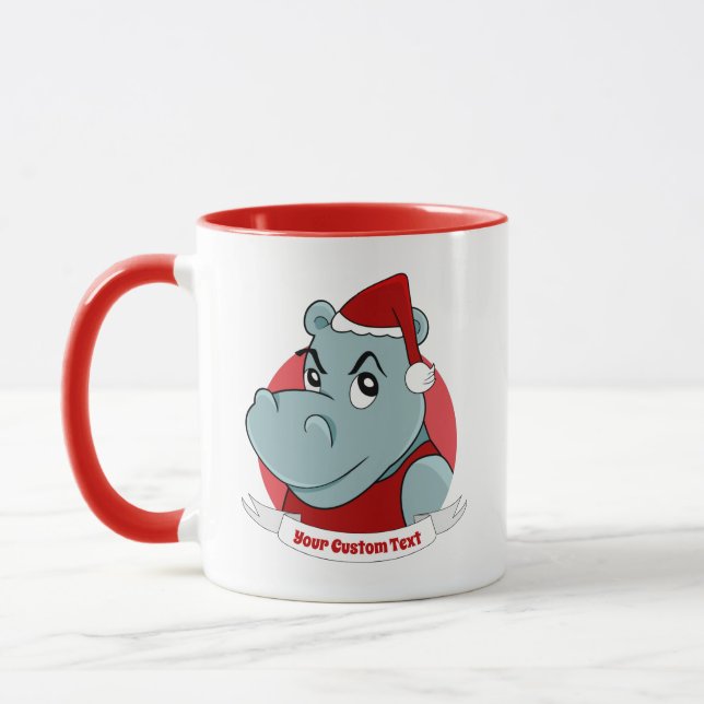 Mug Caricature hippo de Noël (Gauche)