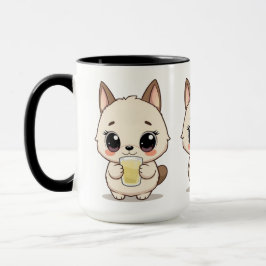 Mug Caricature mignonne avec chien adorable tenant un 
