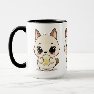 Mug Caricature mignonne avec chien adorable tenant un