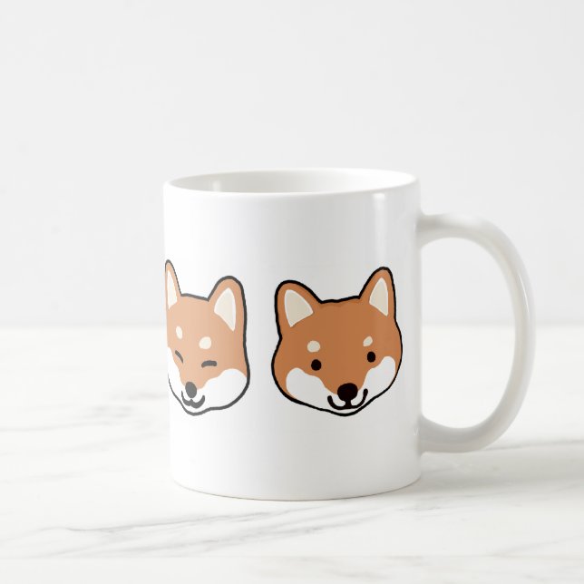 Mug Caricature mignonne Shiba Inu souriant Liant les v (Droite)