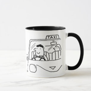 Mug Caricature pour chauffeur de taxi. Pilote de cabin