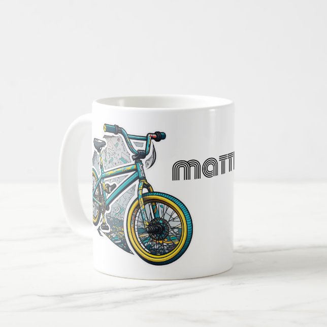 Mug Caricature pour enfants Bike BMX. Racing aventure  (Devant gauche)