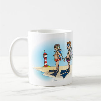 Mug Caricature ; Vacances de plongée. Carte