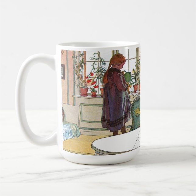 Mug Carl Larsson - Fleurs sur le rebord de fenêtre (Gauche)