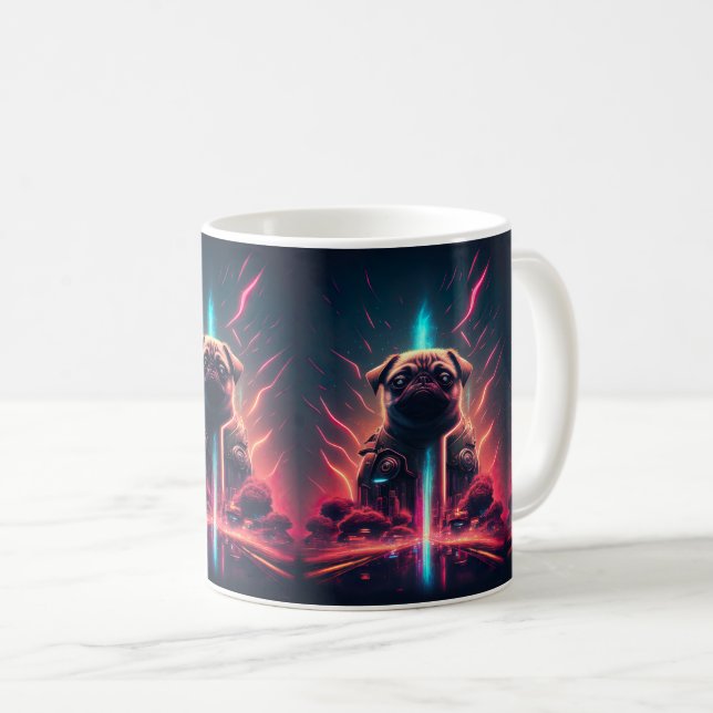 Mug Carlin adorable en costume robotique futuriste (Devant droit)