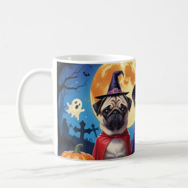Mug Carlin chien Citrouille Halloween drôle (Gauche)
