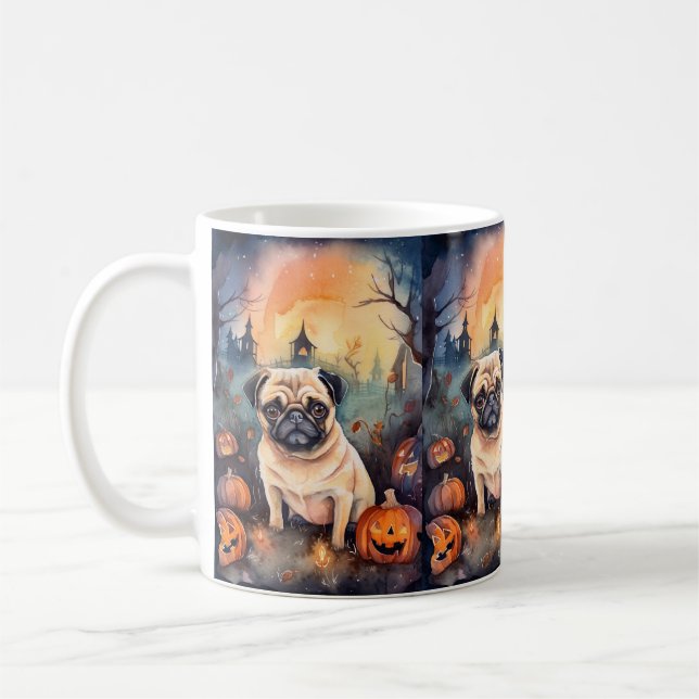 Mug Carlin d'Halloween avec la peur Citrouille (Gauche)