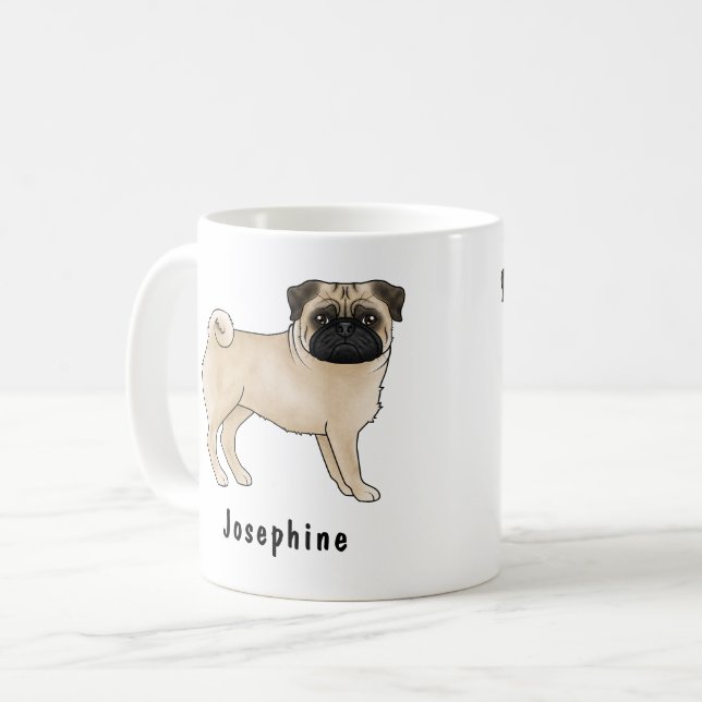 Mug Carlin Faune Chien Cute Cartographié Chien Mops Av (Devant gauche)