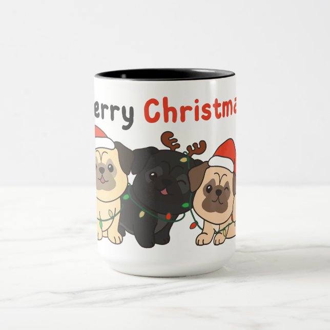 Mug Carlin Noël Animaux Chiens mignons Joyeux Noël Mu (Centre)