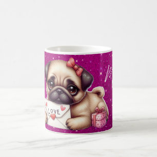 Mug Carlin Valentine's Day Carlin personnalisé Puppy L