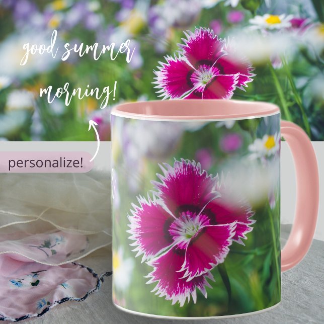 Mug Carnation rose avec marguerites (Créateur téléchargé)