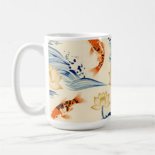 Mug Carpe Koï et motif sans couture de lotus