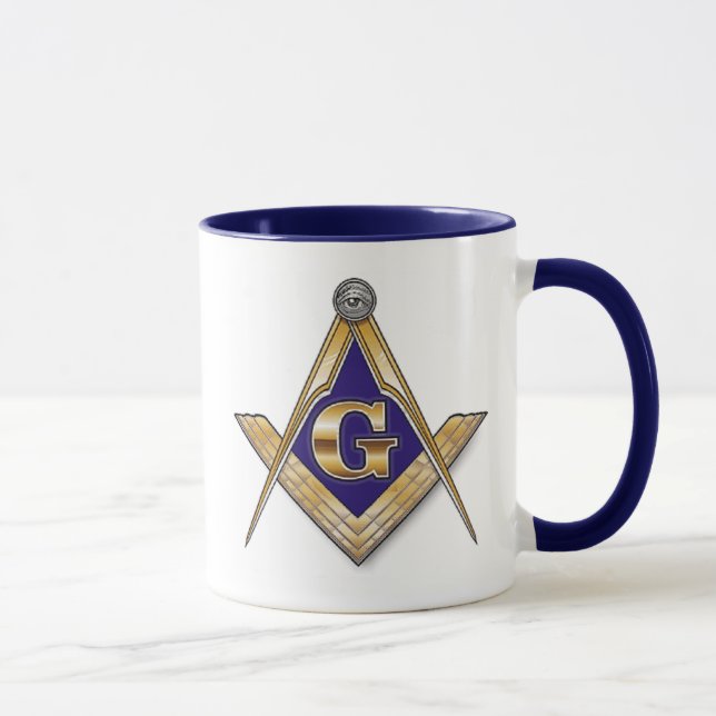 Mug Carré et boussoles discrets de bleu (Droite)