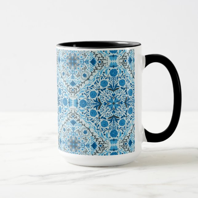 Mug Carreaux à fleurs bleus (Droite)