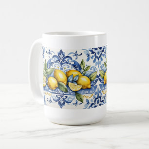 Mug Carreaux blancs et bleus d'Amalfi italiens et citr