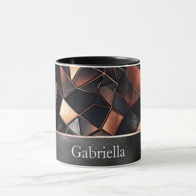 Mug Carreaux d'or Rose noir (Centre)