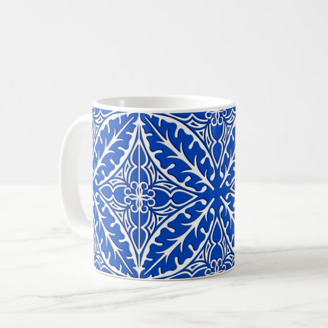 Mug Carreaux marocains - bleu cobalt et blanc (Devant gauche)