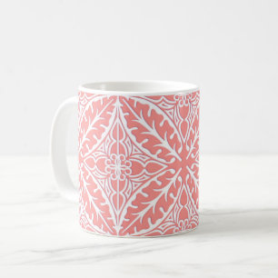 Mug Carreaux marocains - corail rose et blanc