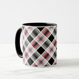 Mug Carreaux rouge noir blanc