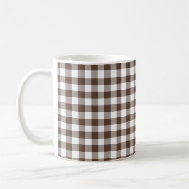 Mug Carreaux Vichy Marron Chocolat Couleur Rétro