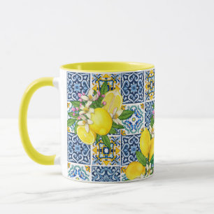 Mug Carrelage méditerranéen clair Sicilien Citrus Lemo