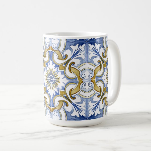 Mug Carrelage méditerranéen, majolica, style sicilien  (Devant droit)