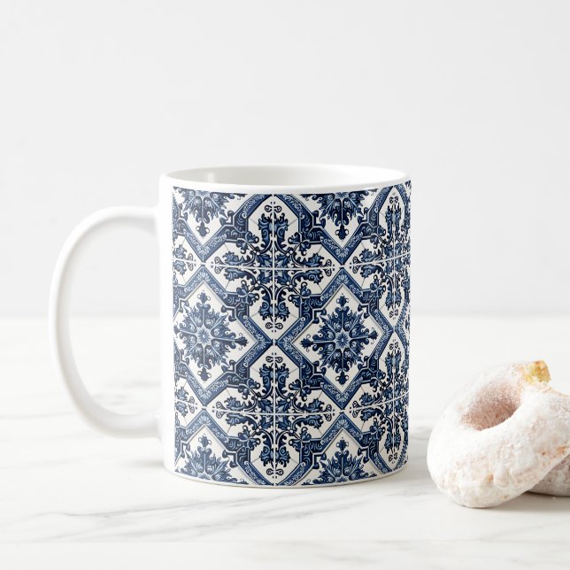Mug Carrelage méditerranéen, Portugais, Azulejo, Majol (Avec donut)