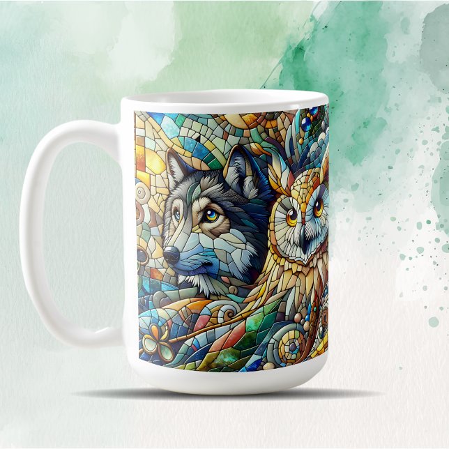 Mug Carrelage mosaïque Loup et hibou (Créateur téléchargé)