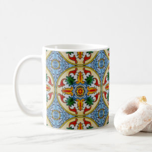 Mug Carrelage Peranakan Rouge Orange Fleur Ornementale