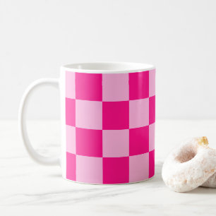 Mug Carrés à carreaux rose chaud clair géométrique rét