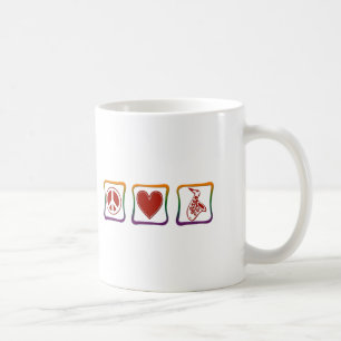 Mug carrés arc-en-ciel saxophone Peace Love