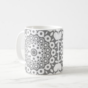Mug Carrés blancs dentés sur un arrière - plan gris cl