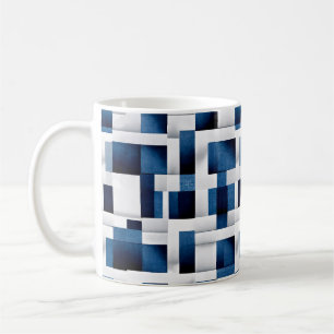 Mug Carrés bleu moderne Motif répétitif