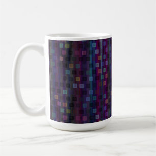 Mug Carrés bleus, verts, violets, roses avec des rayur