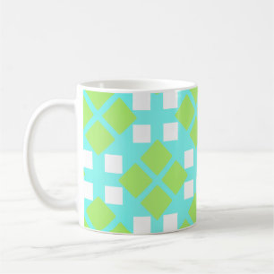 Mug Carrés et diamants en Cyan