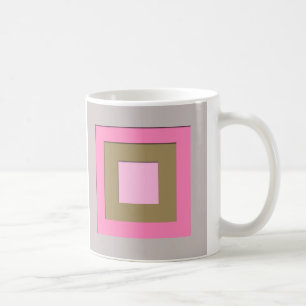 Mug Carrés superposés du milieu du siècle - gris & ros