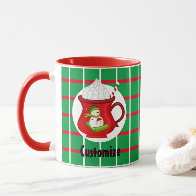 Mug Carrés verts avec Musique rouge & blanc (Avec donut)