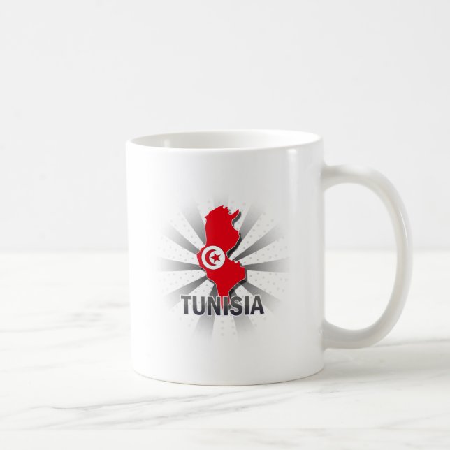 Mug Carte 2,0 de drapeau de la Tunisie (Droite)