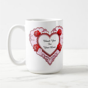 Mug Carte à cœur en dentelle délicate