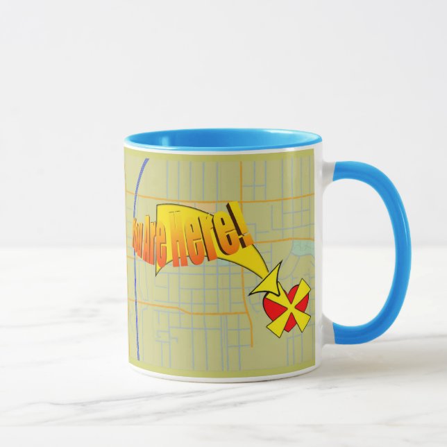 Mug Carte à mon coeur VOUS ÊTES ICI ! (Droite)