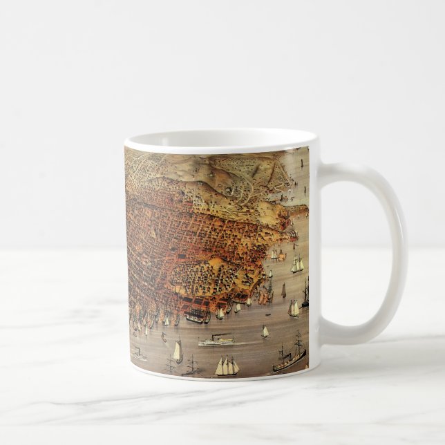 Mug Carte aérienne antique de San Francisco, Californi (Droite)