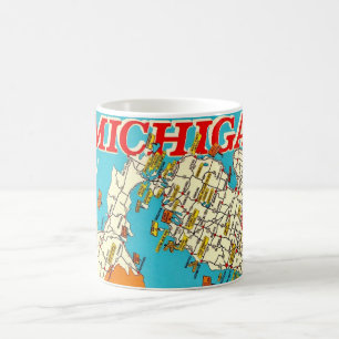 Mug Carte ancienne du pays des merveilles du Michigan 