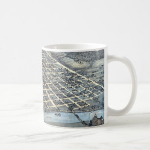 Mug Carte antique aérienne de la ville d'Austin, Texas