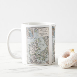 Mug Carte antique du Danemark, Danmark en danois, 1905