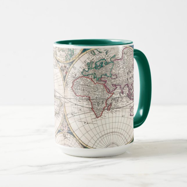 Mug Carte antique du monde de Double-Hémisphère (Devant droit)