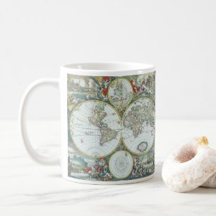 Mug Carte antique du monde du 17e siècle, Frederick De